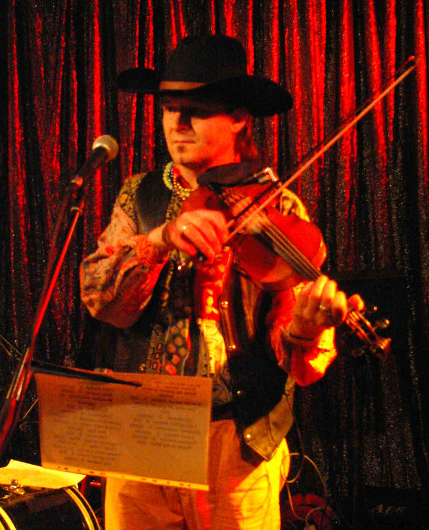 Yves Langlois - world class Cajun fiddler and songster, at a Canterbury New Years Eve gig.